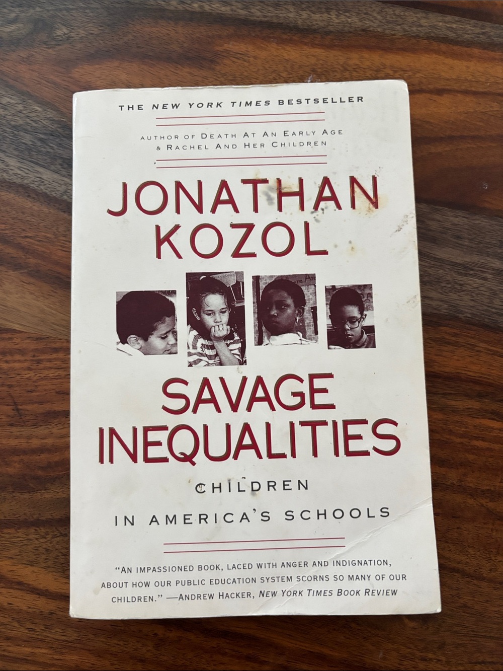 Jonathan Kozol "Savage Inequalities" Paperback - White & Red Cover